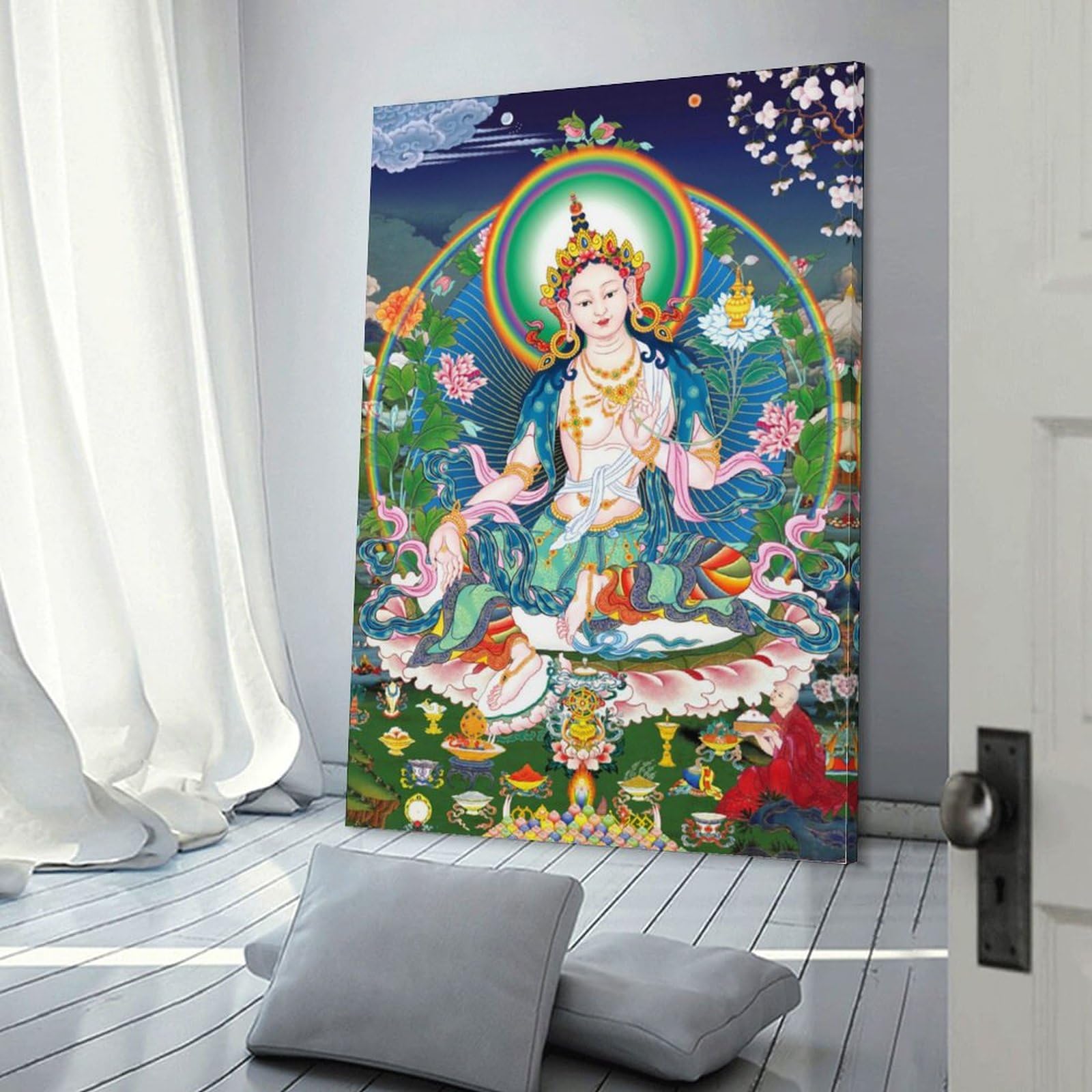 Amazon.co.jp: 仏教タンカポスター 光を持つ釈迦の母 アートパネル